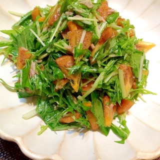 ツナ入り☆水菜と柿のサラダ